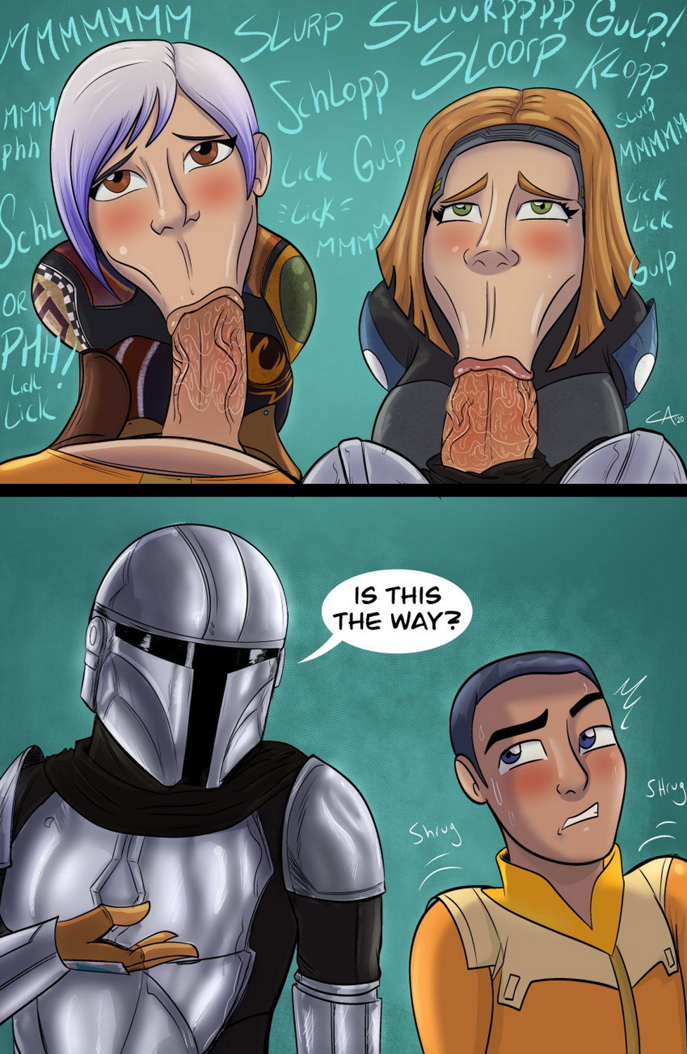 Din Djarin and Sabine Wren Penis Big Breast Veiny Penis Blowjob