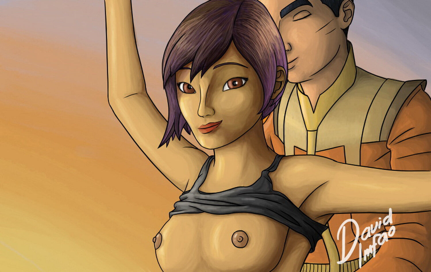 Ezra Bridger and Sabine Wren Tits Nipples Dark Skinned Female