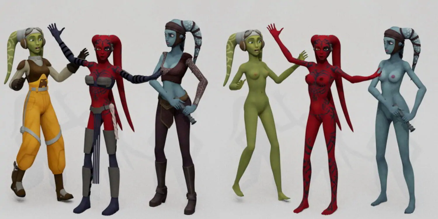 Hera Syndulla and Aayla Secura Nipples Nude Big Breast Tits