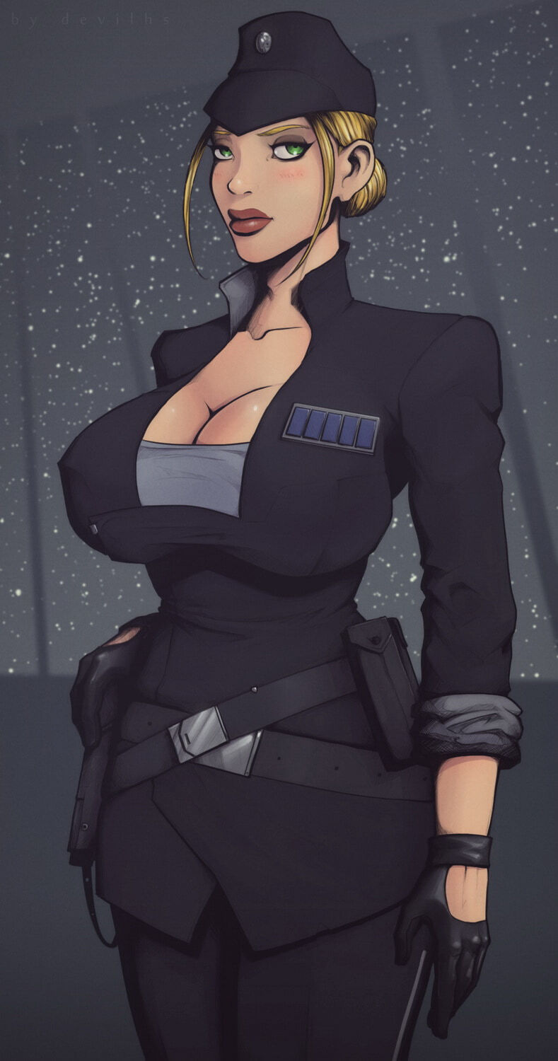 Imperial Officer and Juno Eclipse Lips Legs Busty Tits Erect Nipples