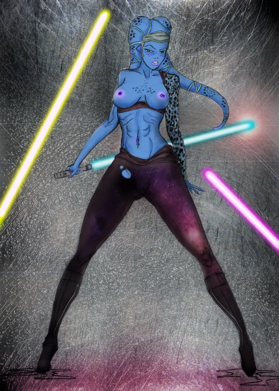 Jedi and Aayla Secura Female Only Nipples Topless Big Breast Tits