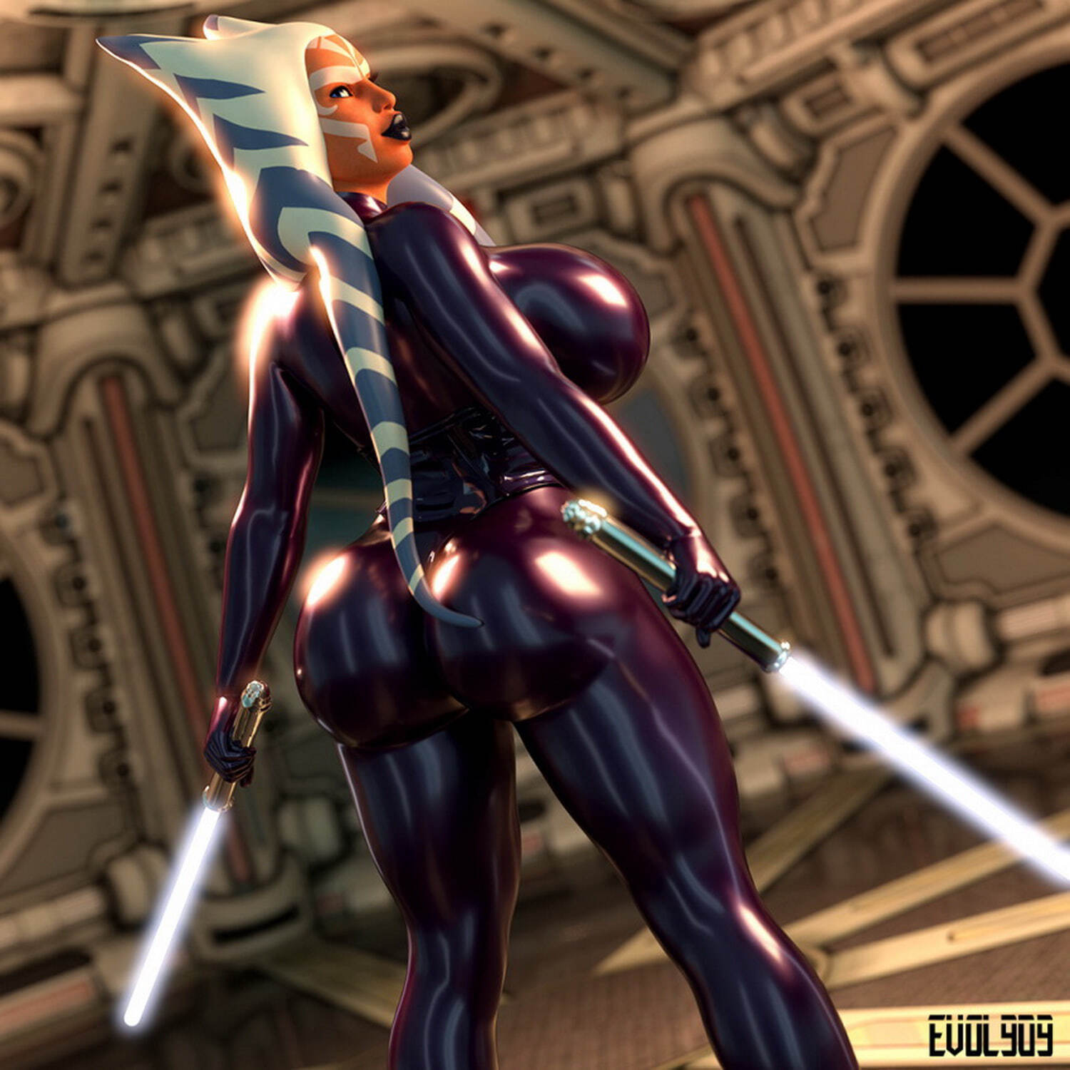 Jedi and Ahsoka Tano Big Breast Curvy Busty Posing Alien Female Only