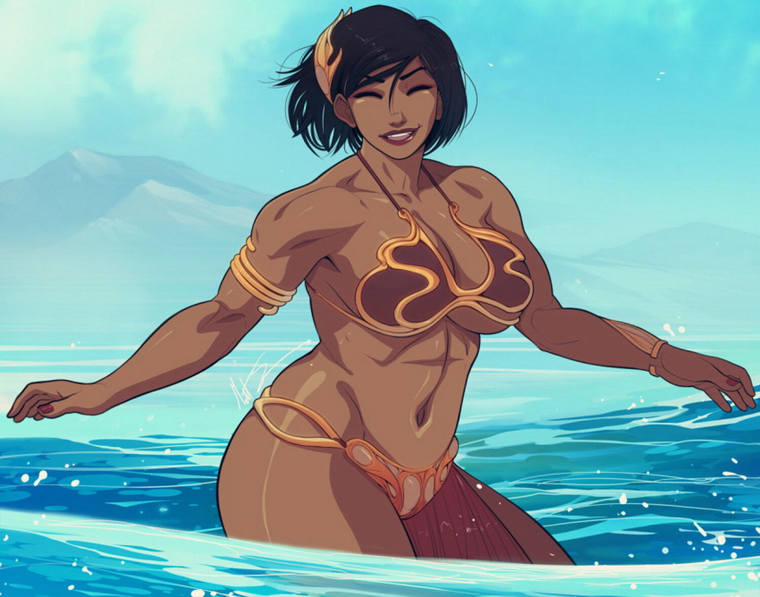 Korra Muscle Busty Solo Posing Tits Muscular Female Big Breast