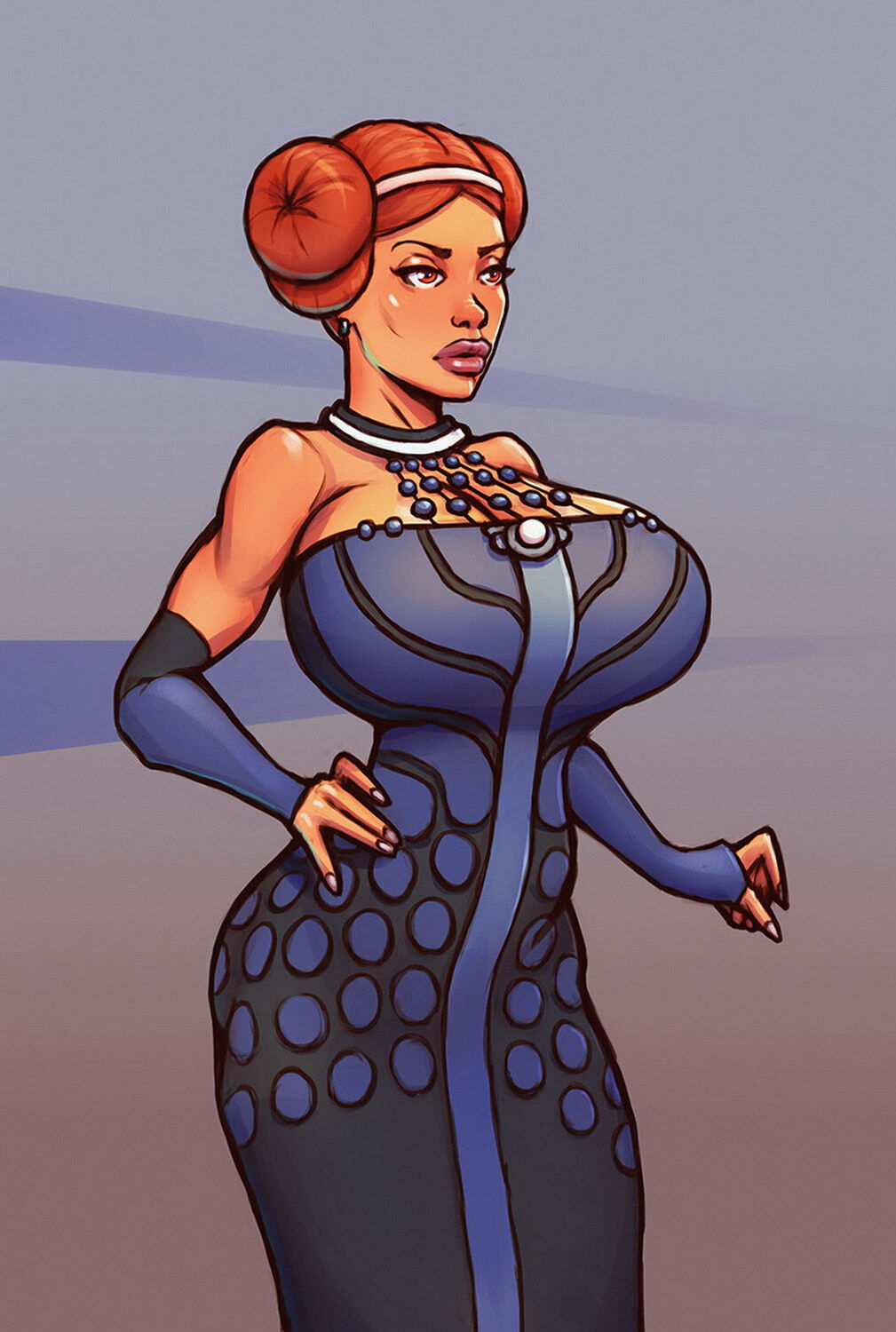 Padme Amidala Curvy Redhead Piercing Posing Female Only Big Breast