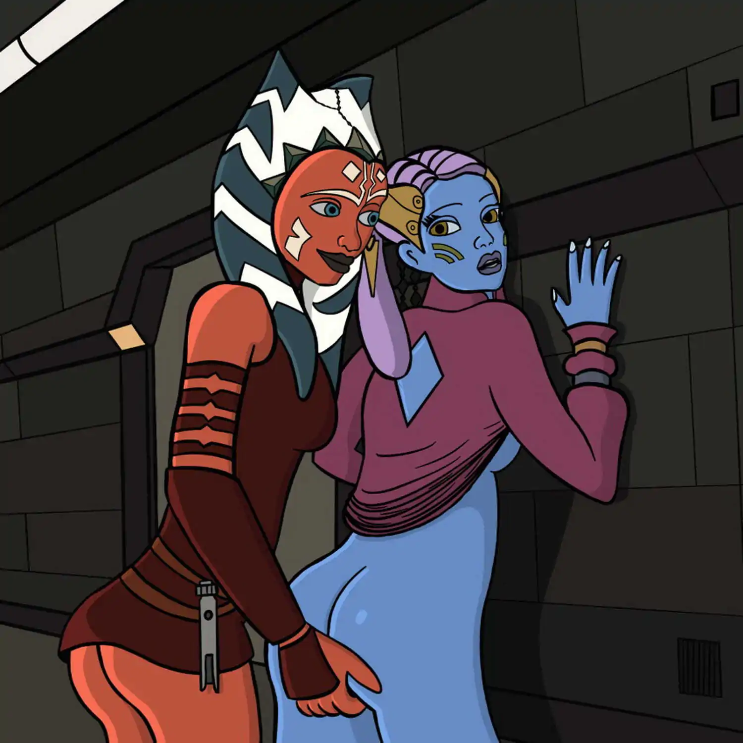 Riyo Chuchi and Ahsoka Tano Female Only Fingering Alien Yuri