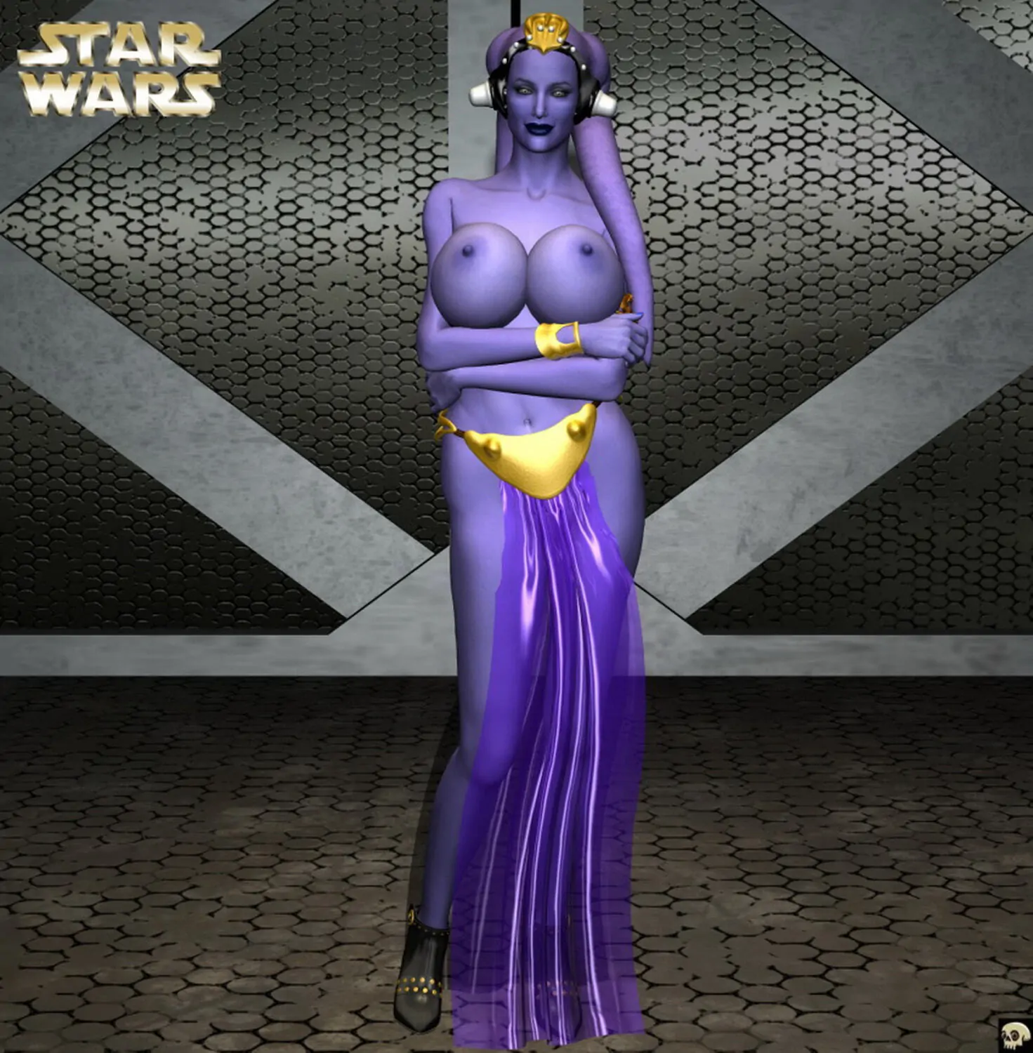 Twi’Lek Erect Nipples Busty Topless Posing Alien Solo