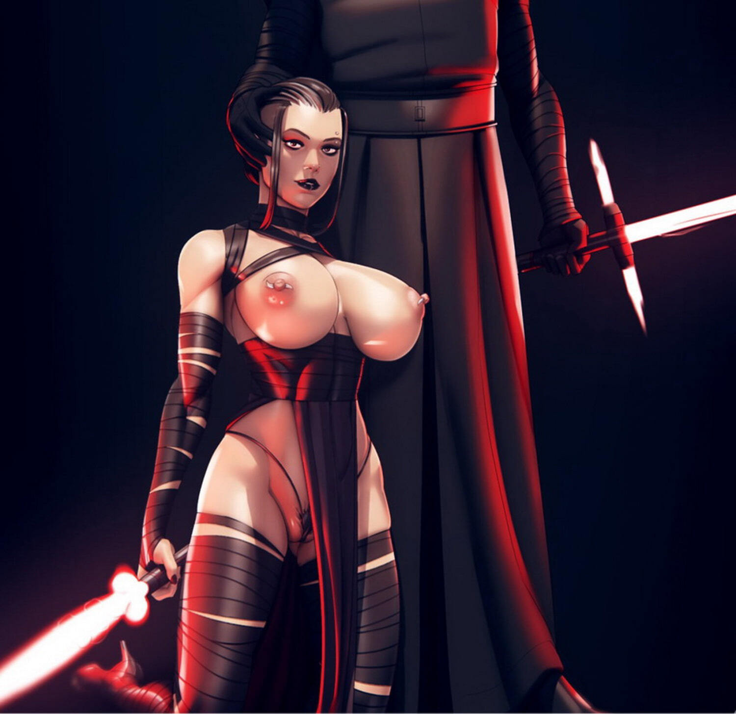 Sith and Rey Nipple Piercing Big Breast Nipples Innie Pussy