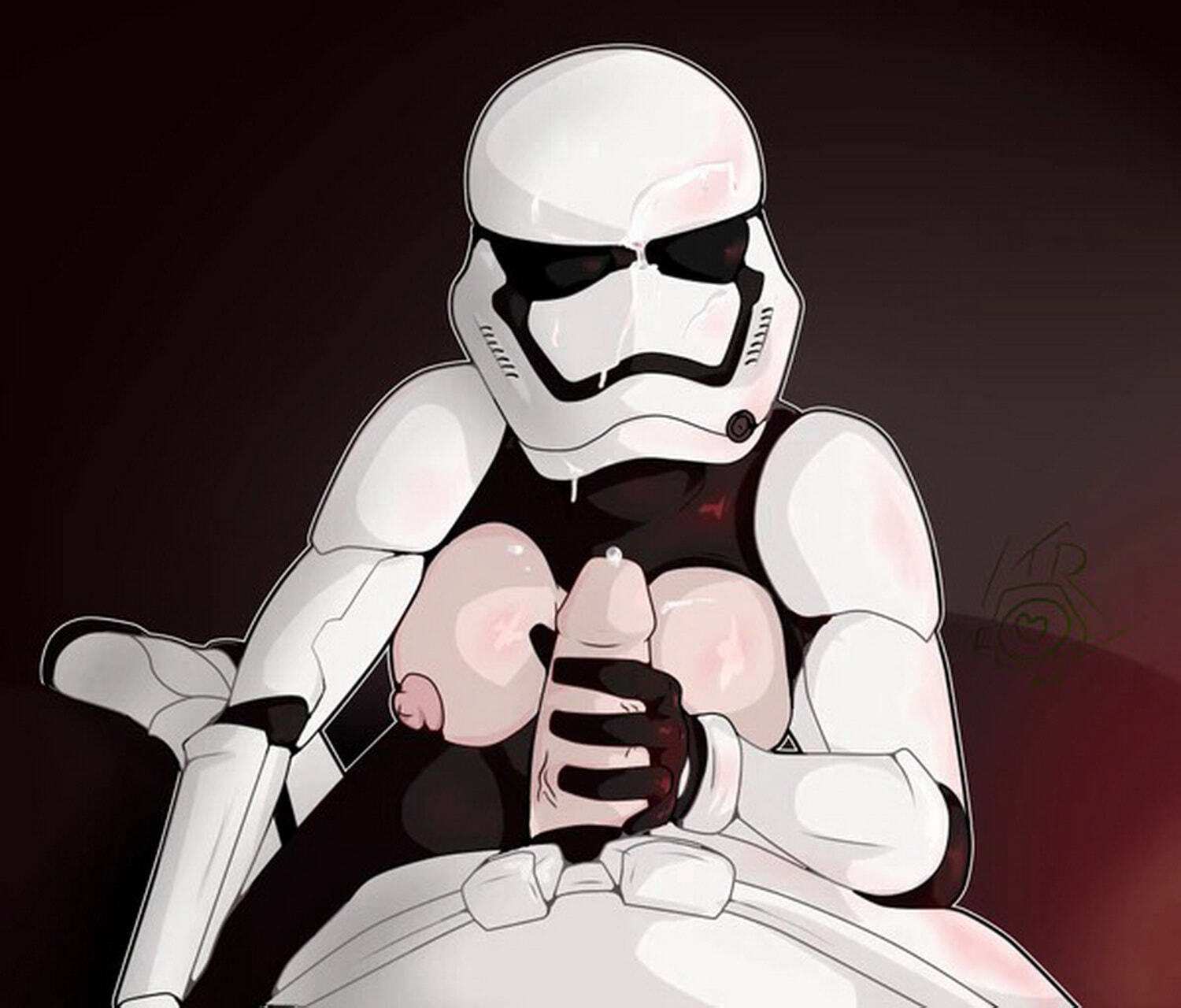 Stormtrooper and Female Stormtrooper Handjob Sex Exposed Breasts