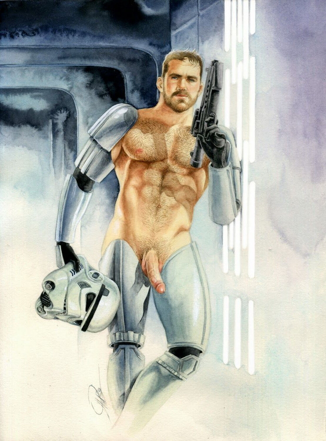 Stormtrooper Topless Solo Facial Hair Hairy Chest Muscle