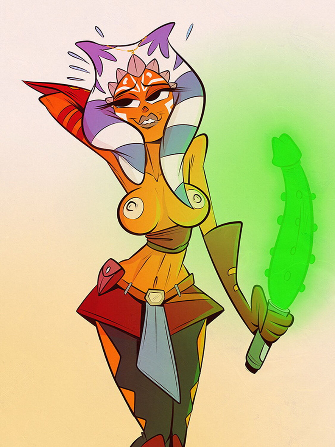 Togruta and Ahsoka Tano Alien Muscular Female Big Breast Stockings