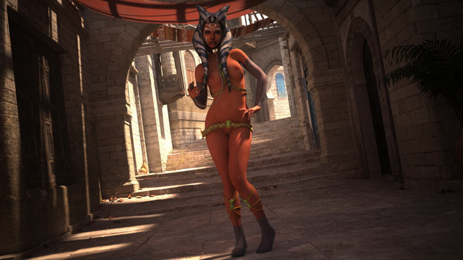 Togruta and Ahsoka Tano Solo Female Only Posing Alien Naked Nude