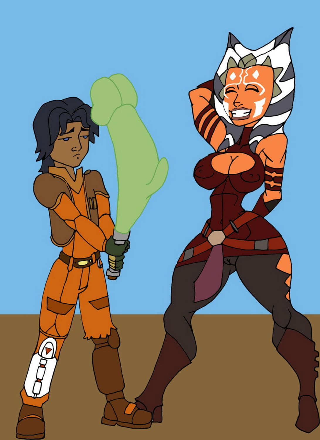 Togruta and Ezra Bridger Busty Big Breast Curvy Alien