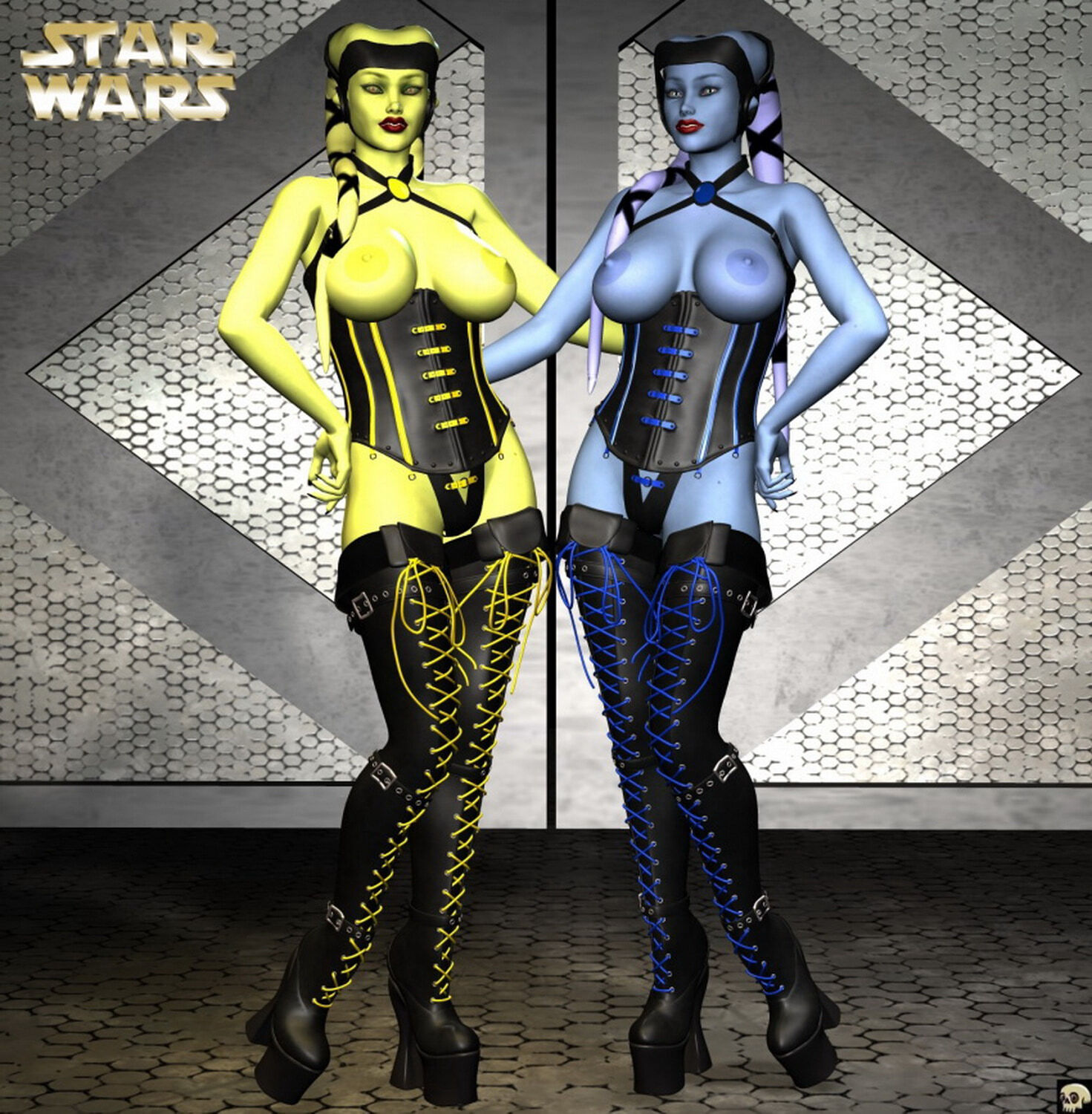 Twi’Lek Female Only Posing Busty Erect Nipples