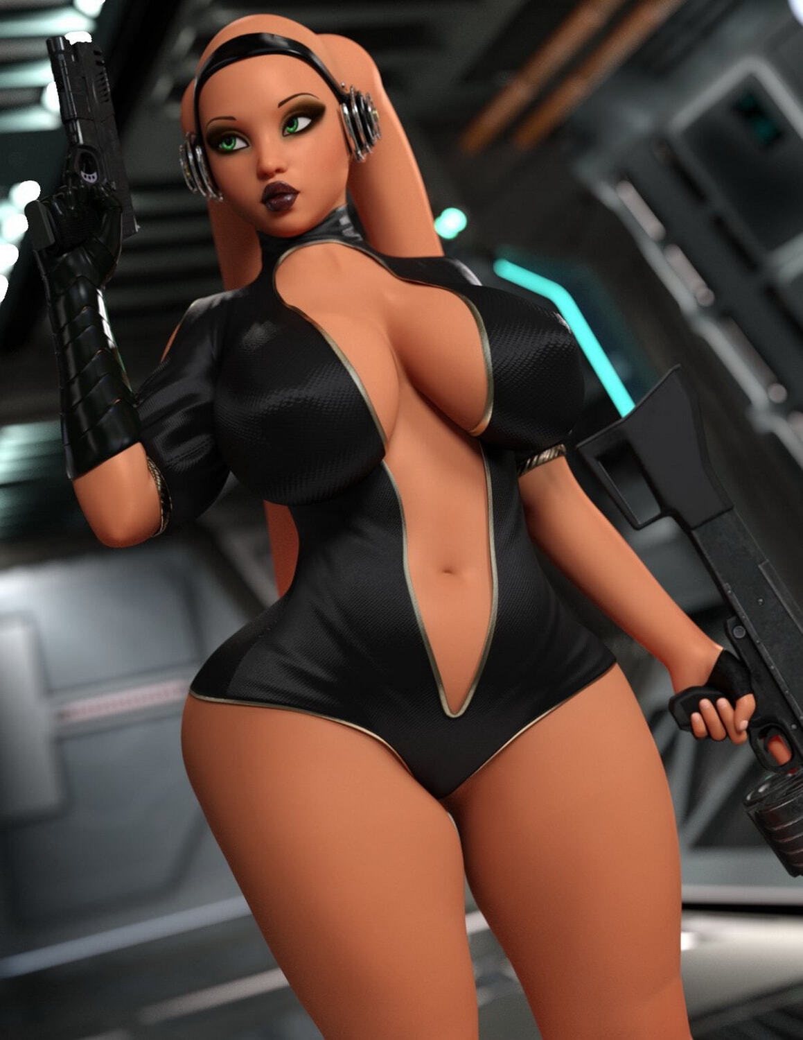 Twi’Lek Curvy Big Breast Alien Solo Posing Busty Female Only