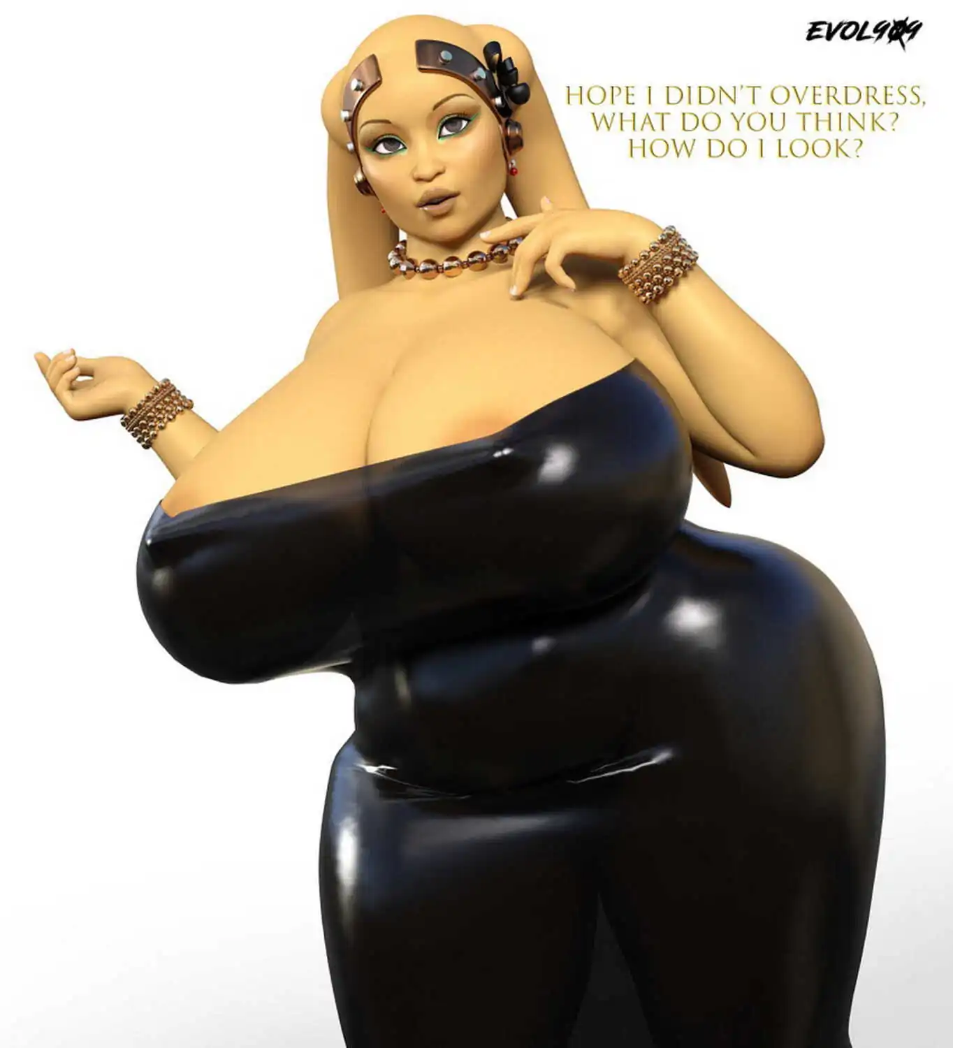 Twi’Lek Female Only Latex Posing Mature Curvy Big Breast Busty Solo