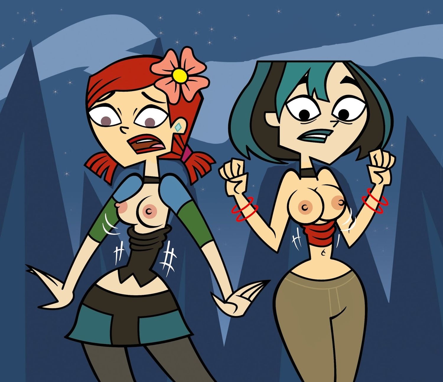 Gwen TDI and Zoey Tdi Tits Female Only Exposed Breasts Nipples