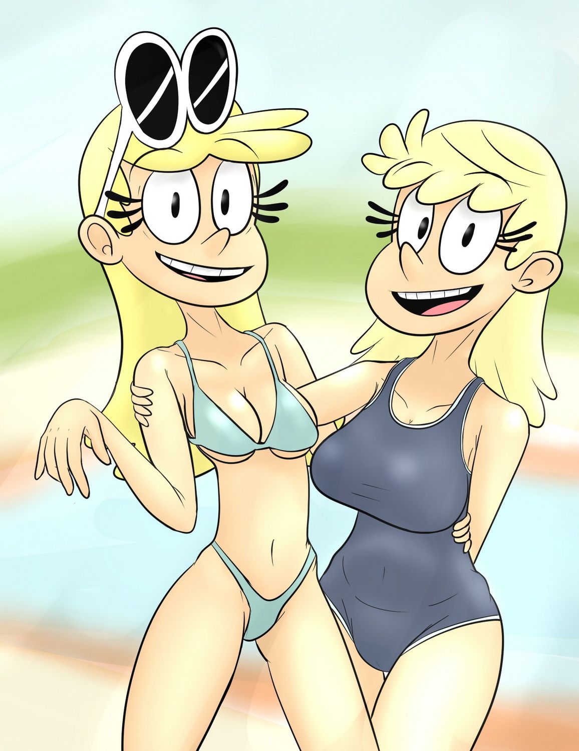 Leni Loud and Liena Loud Milf Swimsuit Tits Curvy Female Only Blonde