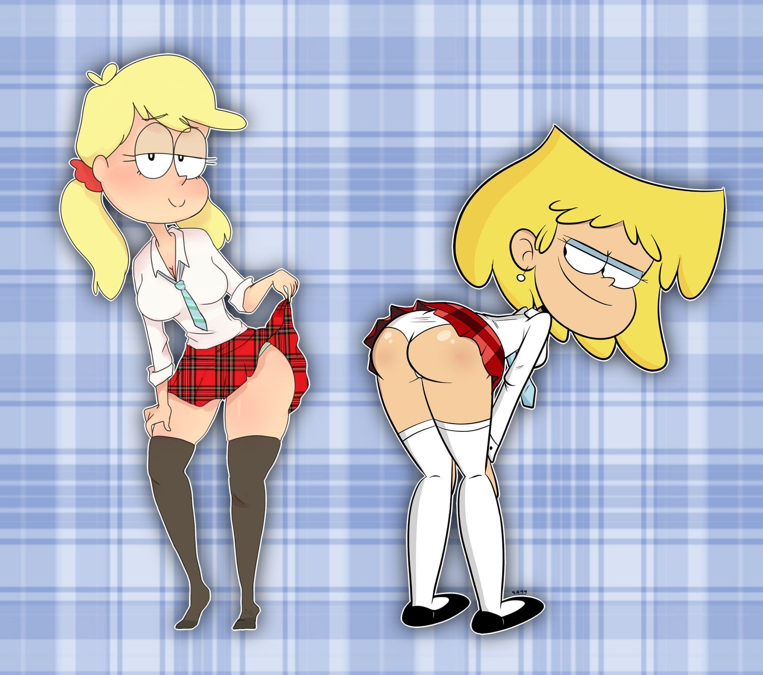 Leni Loud and Lori Loud Blonde Panties Stockings Female Only