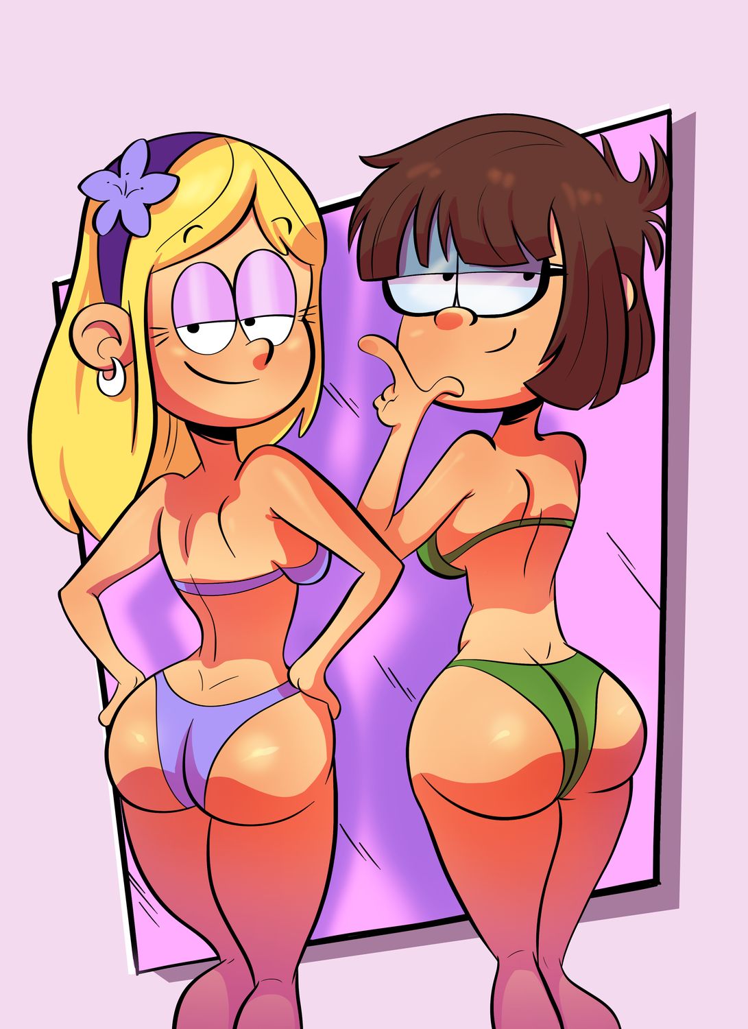 Lily Loud and Lisa Loud Swimsuit Panties Female Only Tits Blonde