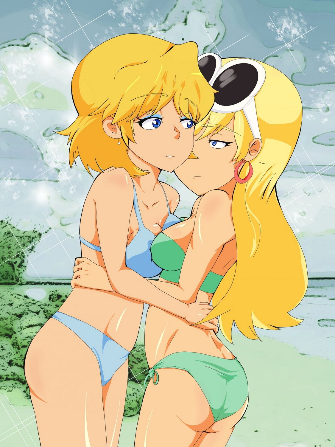 Lori Loud and Leni Loud Female Only Swimsuit Blonde Big Breast Tits