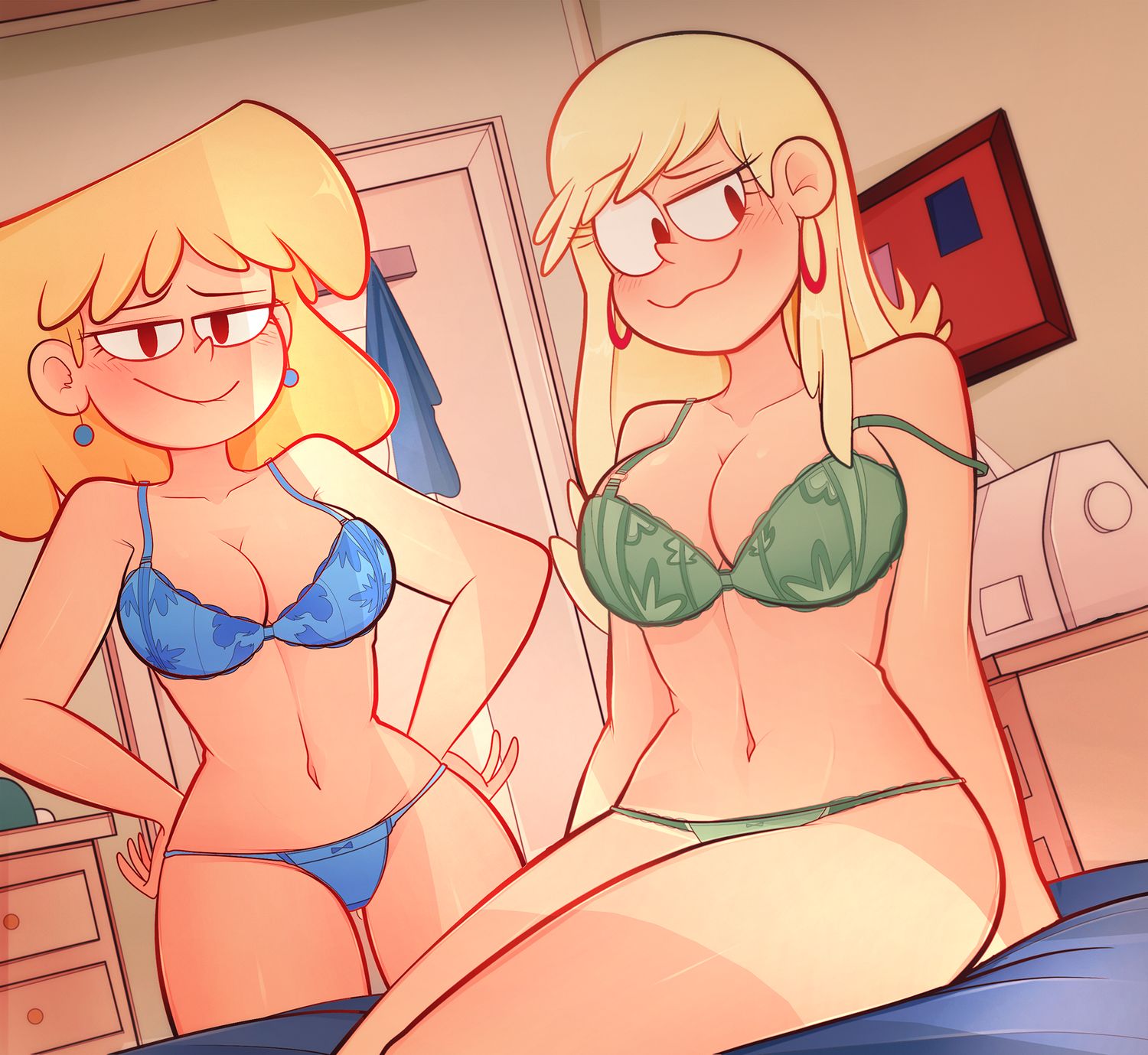 Lori Loud and Leni Loud Underwear Busty Female Only Panties