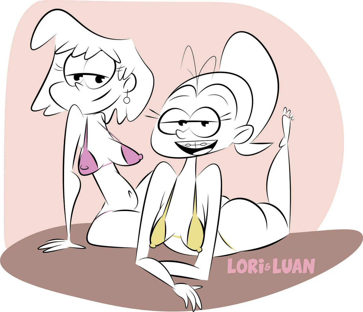 Luan Loud and Lori Loud Tits Swimsuit Female Only
