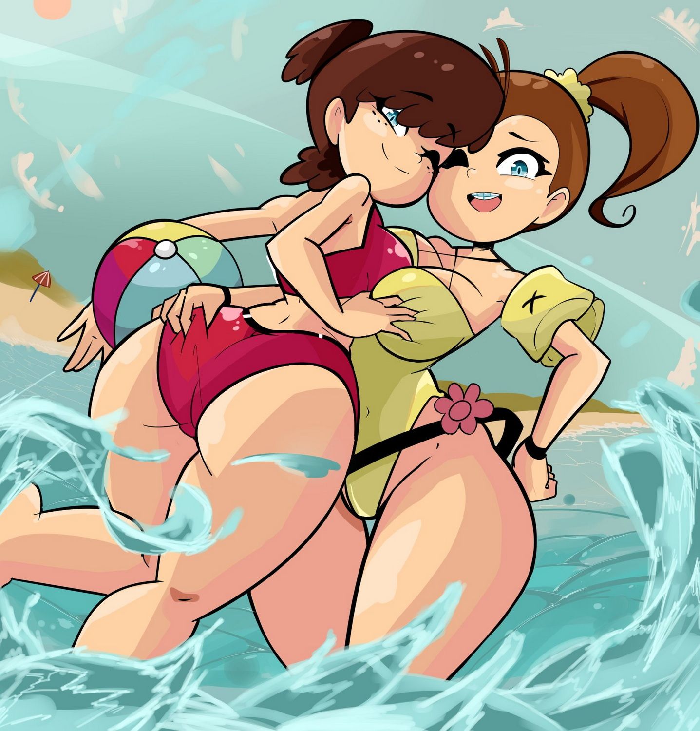 Luan Loud and Lynn Loud Swimsuit Tits