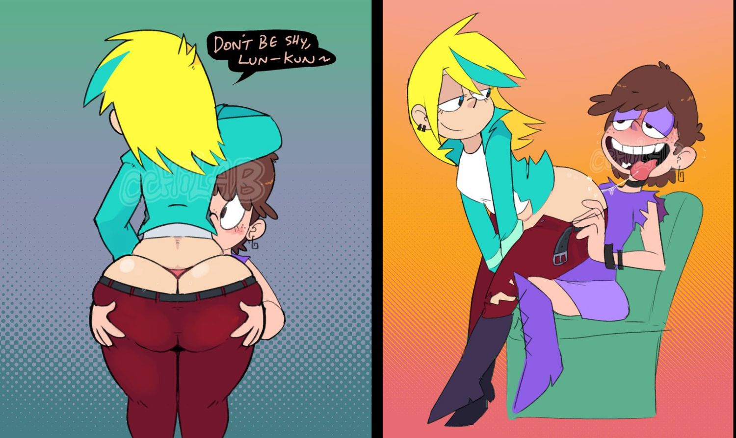 Luna Loud and Sam Sharp Blonde Female Only Yuri