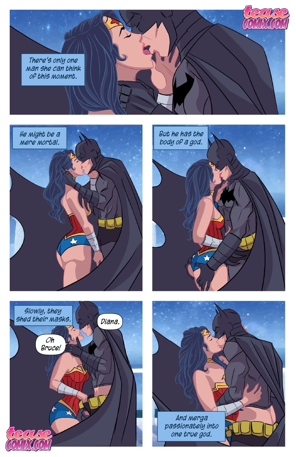 Batman and Wonder Woman Hand On Penis Nipples Tits