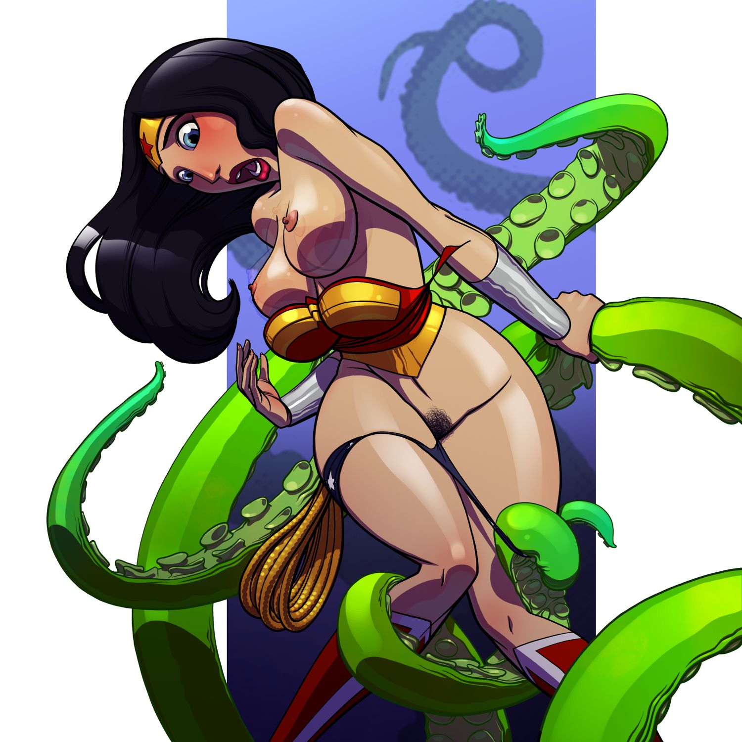 Beast Boy and Wonder Woman Nipples Exposed Breasts