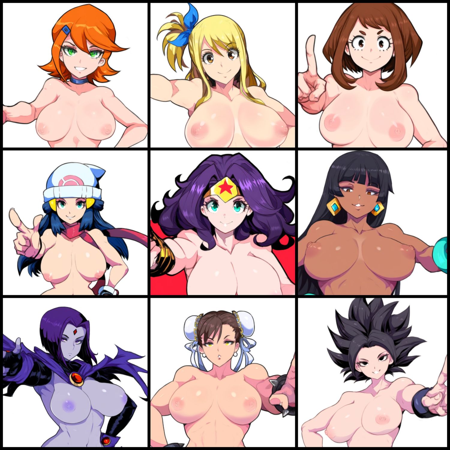 Caulifla and Ochako Uraraka Female Only Nipples Nude