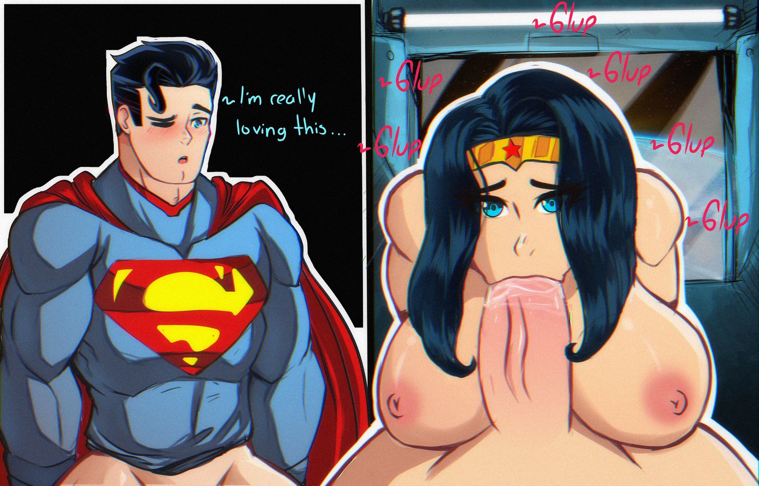 Clark Kent and Superman Cum Big Breast Superhero Sex Deepthroat Tits