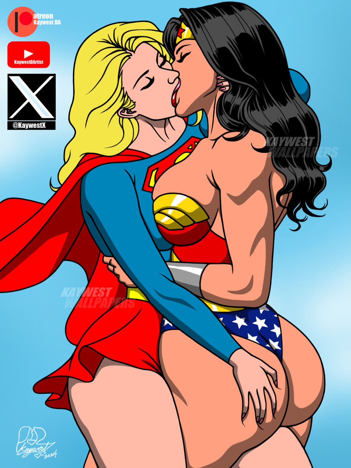 Diana Prince and Supergirl Thicc Curvy Huge Ass Alien Superheroine