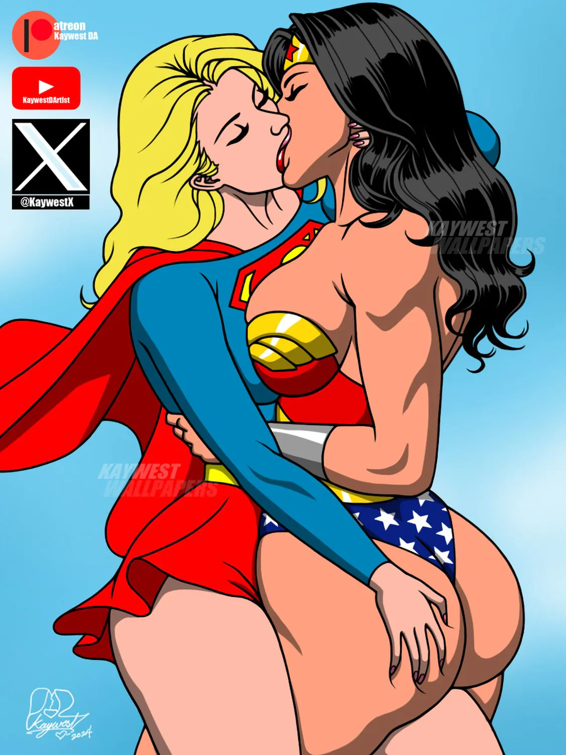 Diana Prince and Supergirl Thicc Curvy Huge Ass Alien Superheroine