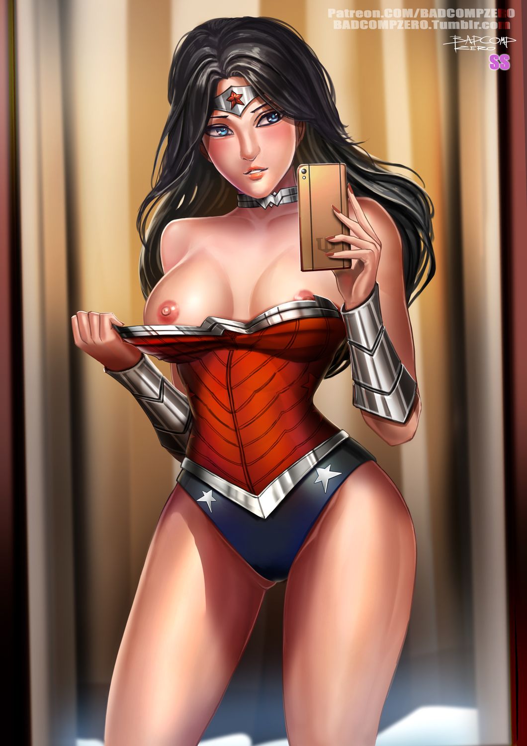 Diana Prince and Wonder Woman Legs Tits Solo Female Only Nipples