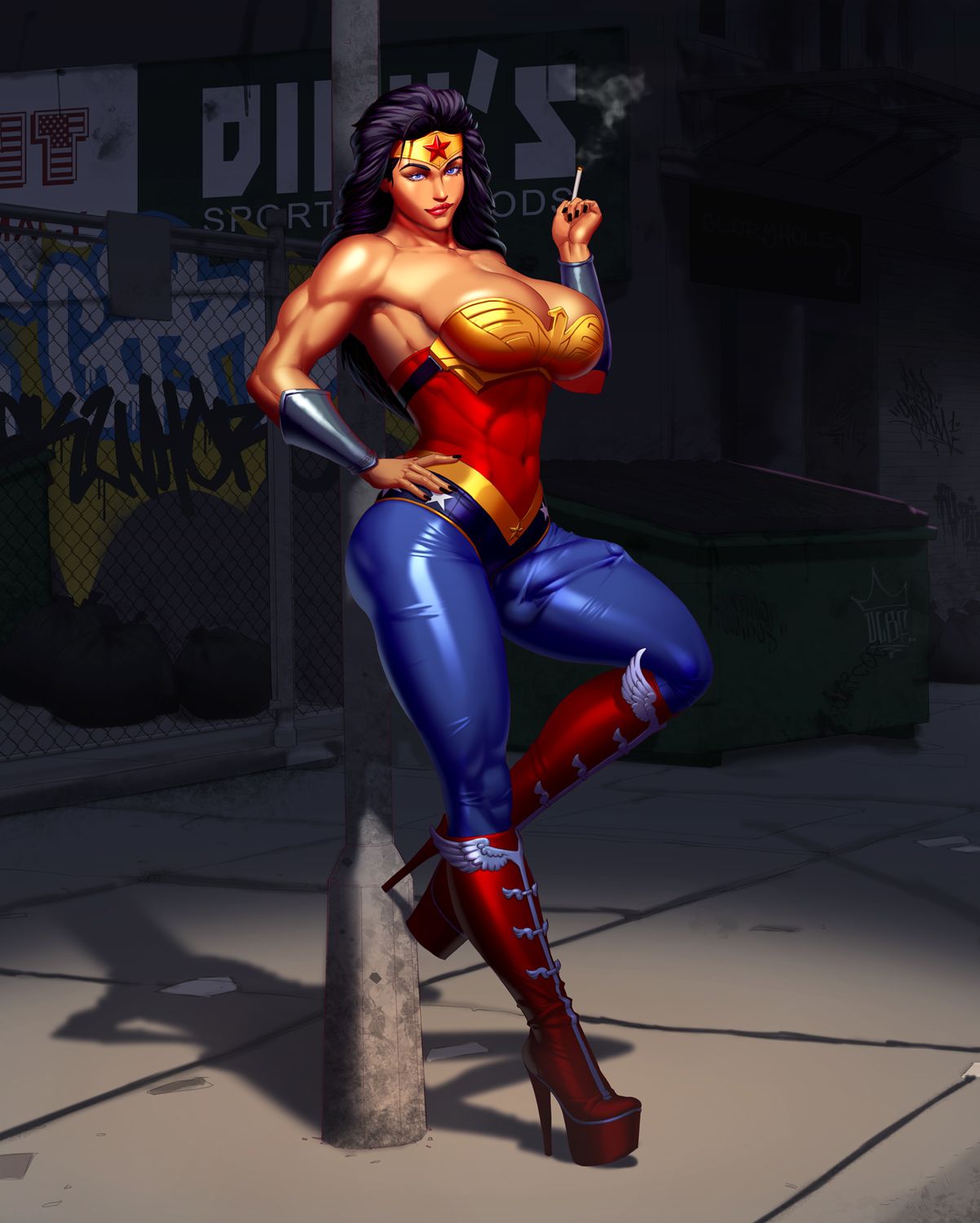 Diana Prince and Wonder Woman Muscular Muscle Intersex Futa Penis