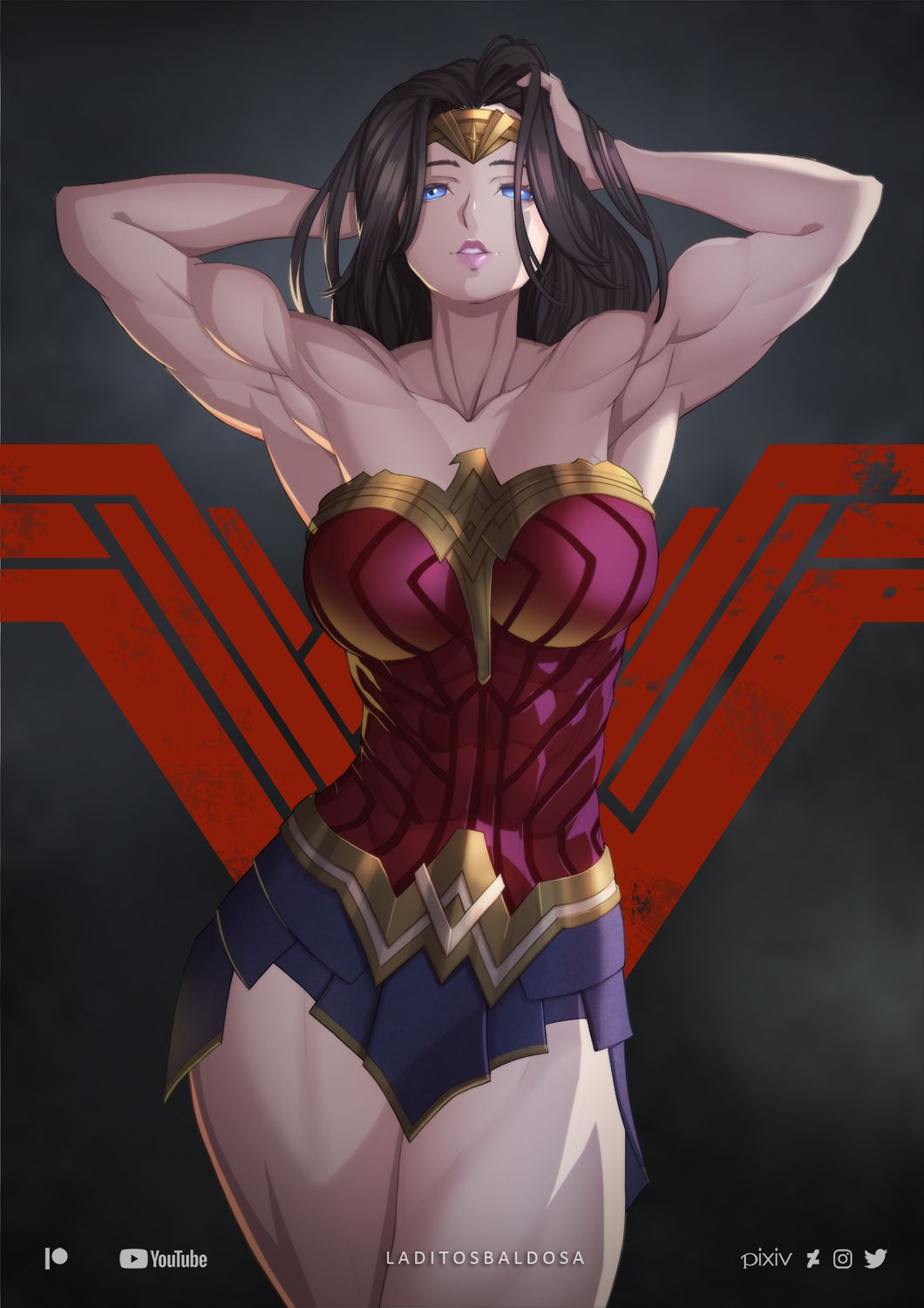 Diana Prince and Wonder Woman Solo Muscle Muscular Female Big Breast