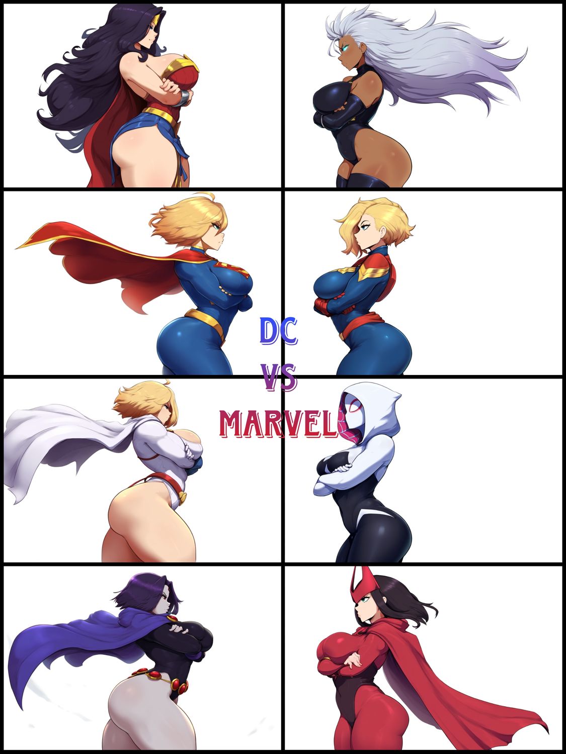 Kara Danvers and Gwen Stacy Superheroine Curvy Blonde Female Only