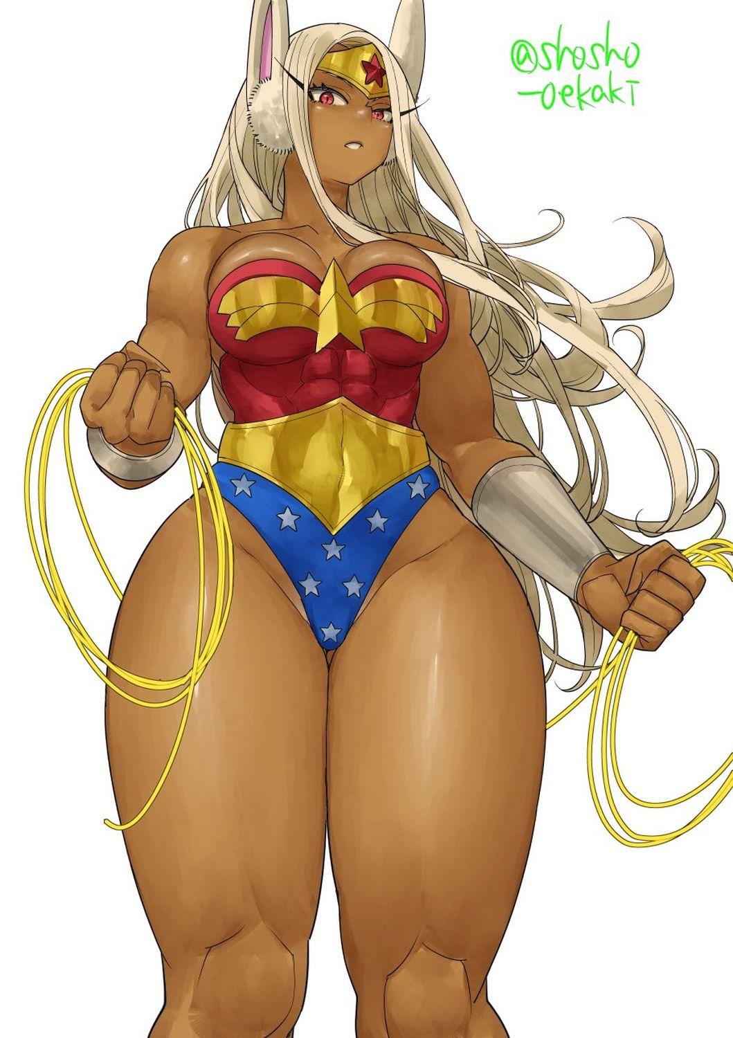 Miruko and Wonder Woman Solo Big Breast Female Only Dark Skin