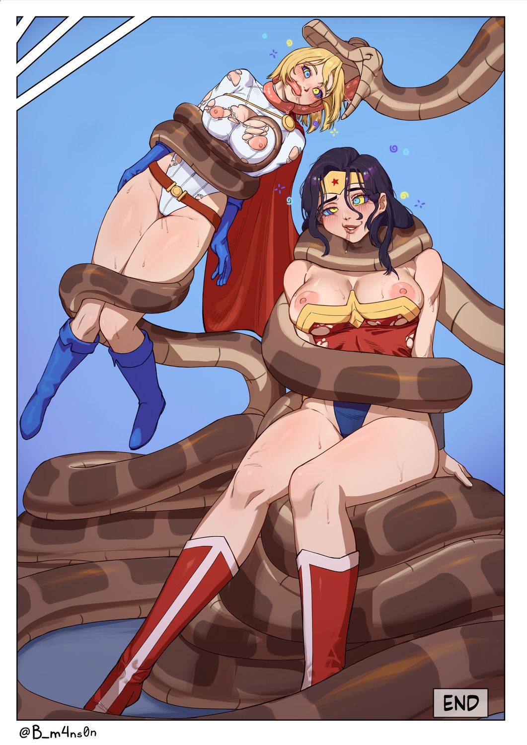 Power Girl and Wonder Woman Tits Breast Groping Blonde Zoo Nipples