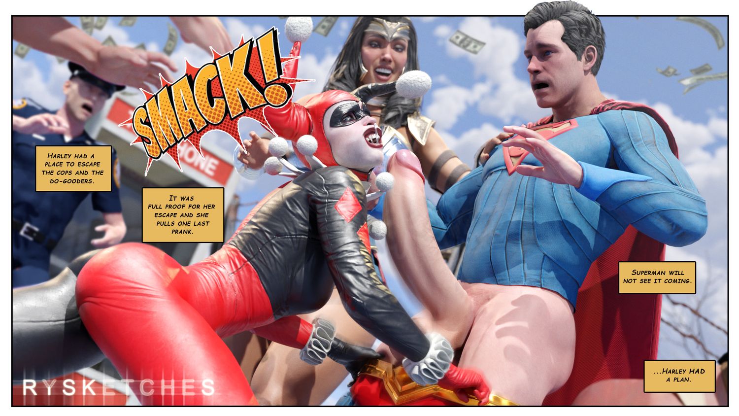 Superman and Harley Quinn Penis Superheroine Huge Cock Superhero