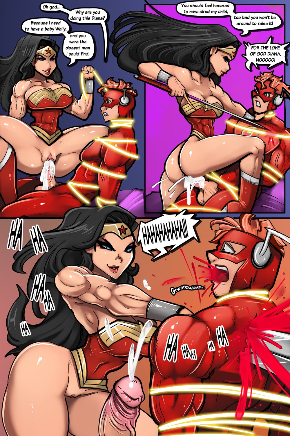 Wally West and Wonder Woman Cum Inside Big Breast Penis Veiny Penis