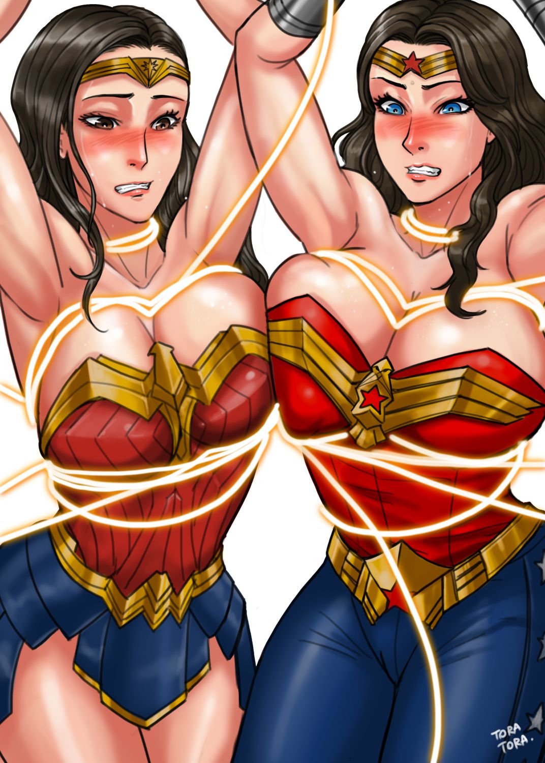 Wonder Woman and Diana Prince Bondage Armpit Fetish Tits Female Only