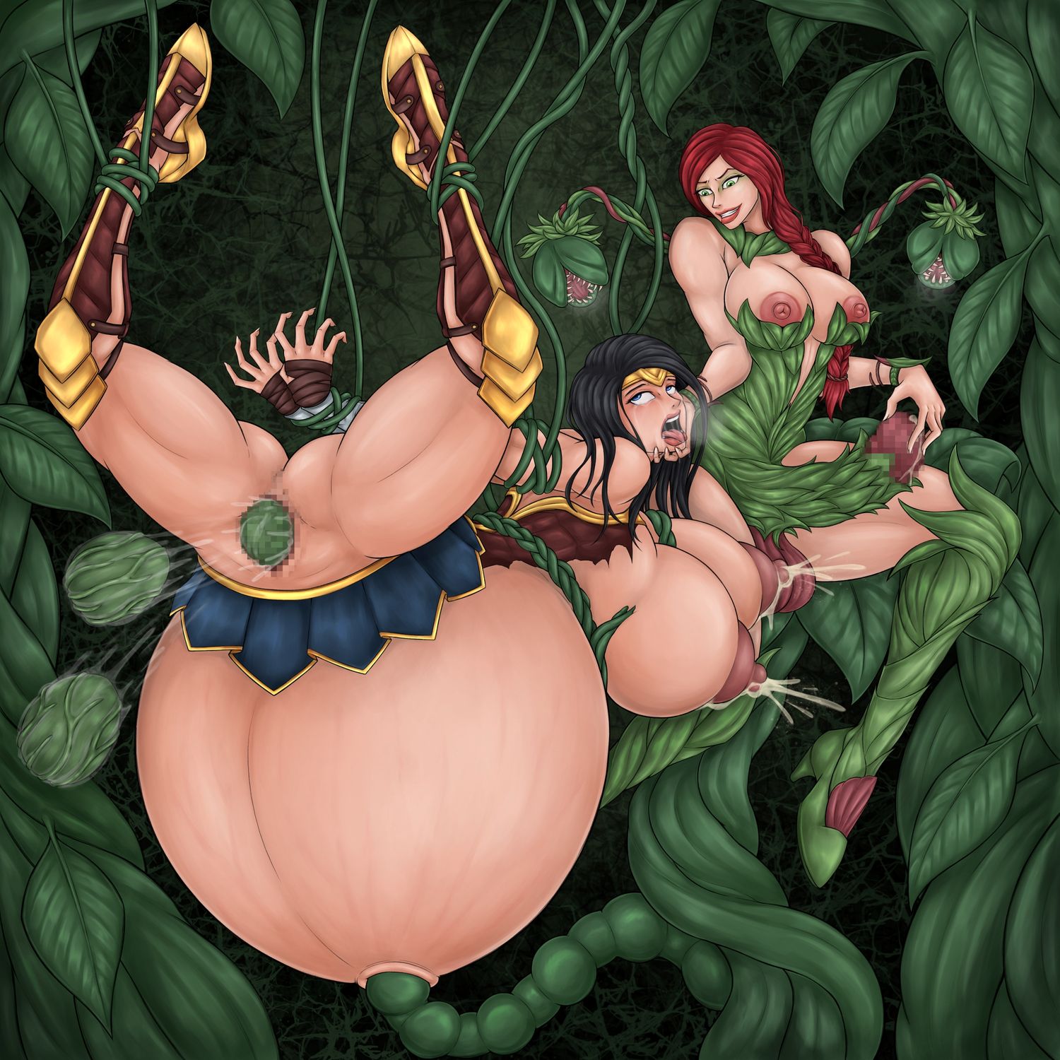 Wonder Woman and Poison Ivy Futa On Female Tentacle Pussy Naked