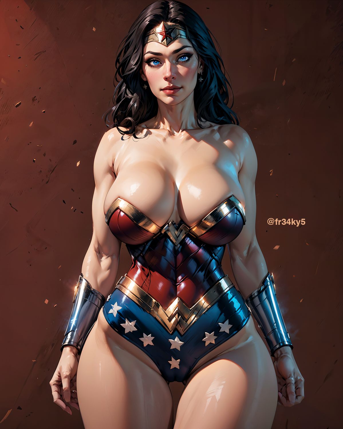 Wonder Woman Busty Princess Brunette Superheroine Tits Solo