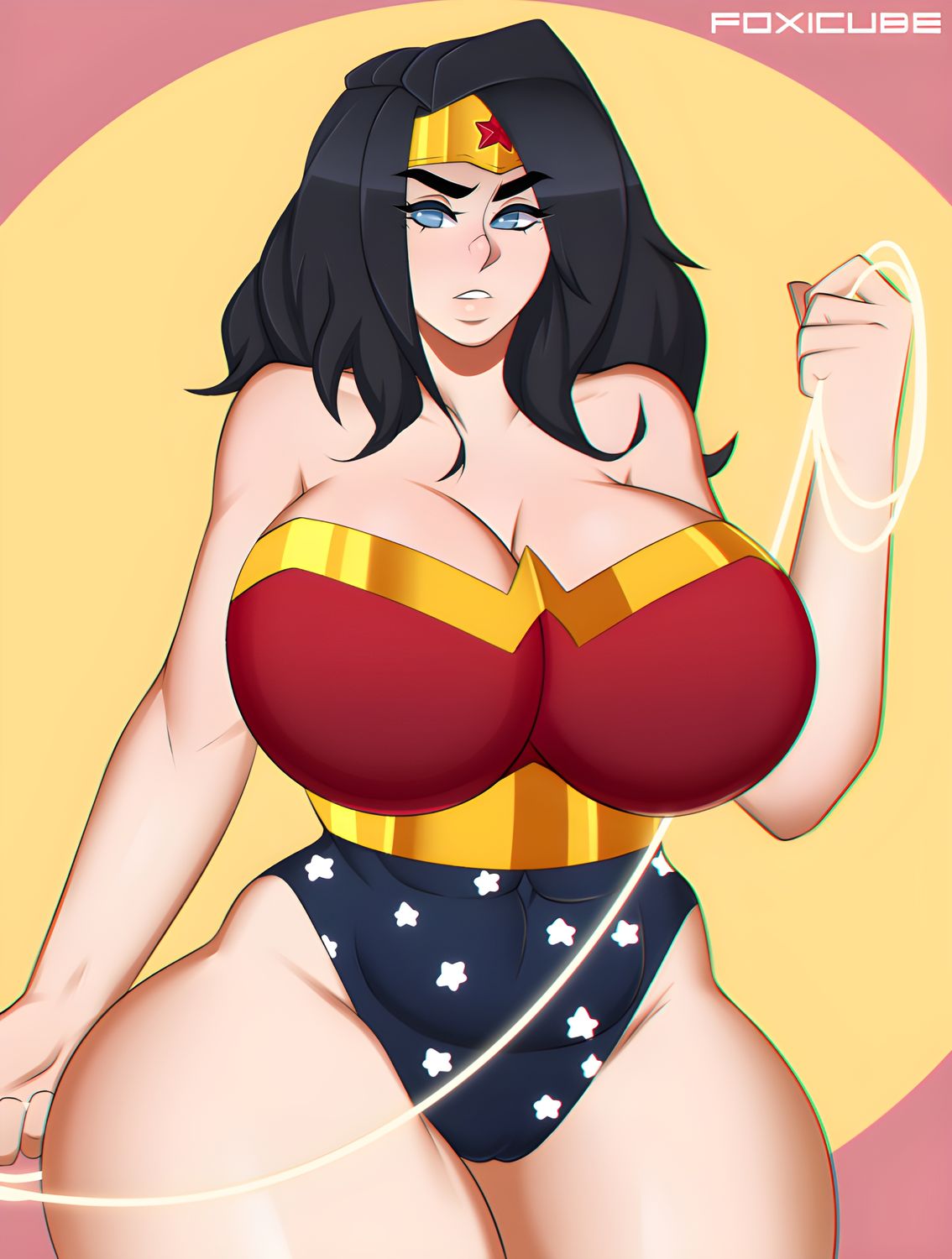 Wonder Woman Busty Tits Female Only Big Breast Superheroine Solo