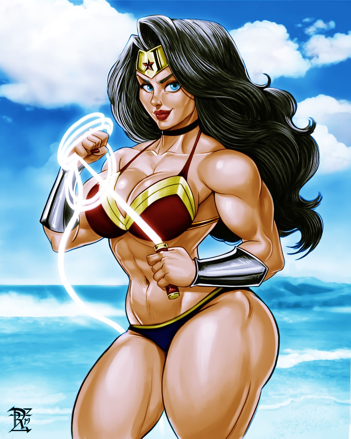 Wonder Woman Muscular Female Female Only Tits Busty Solo Lips Muscle