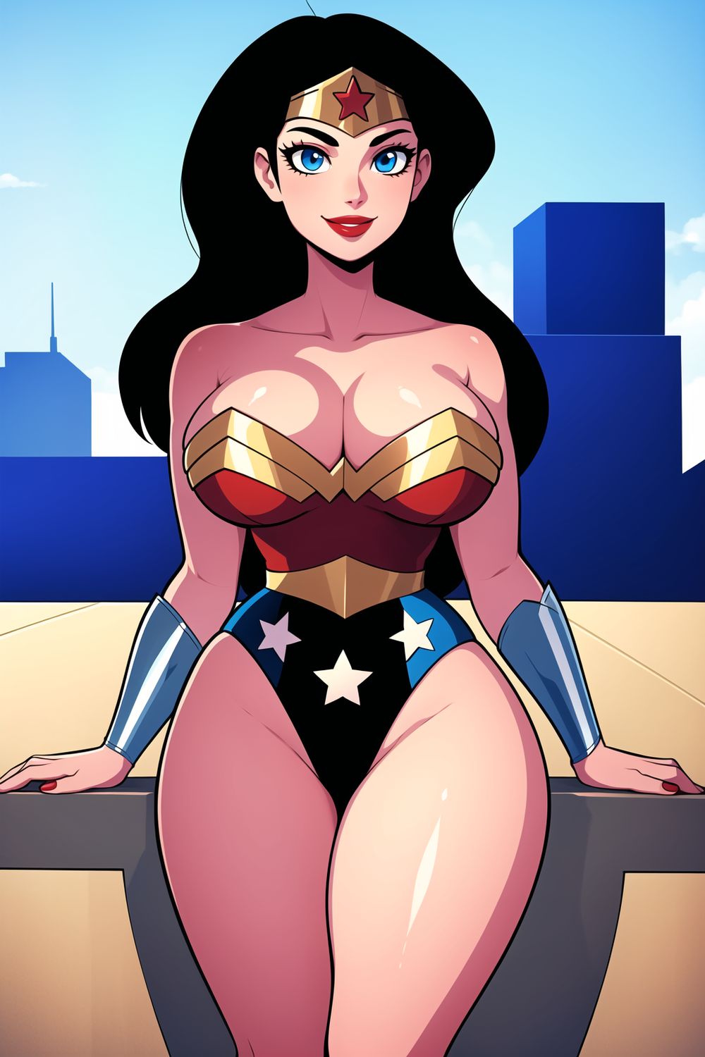 Wonder Woman Superhero Big Breast Superheroine Tits Curvy Solo