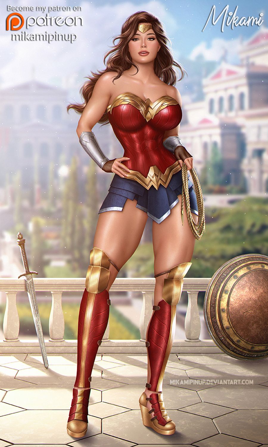 Wonder Woman Superhero Legs Tits Big Breast Brunette Muscular Female