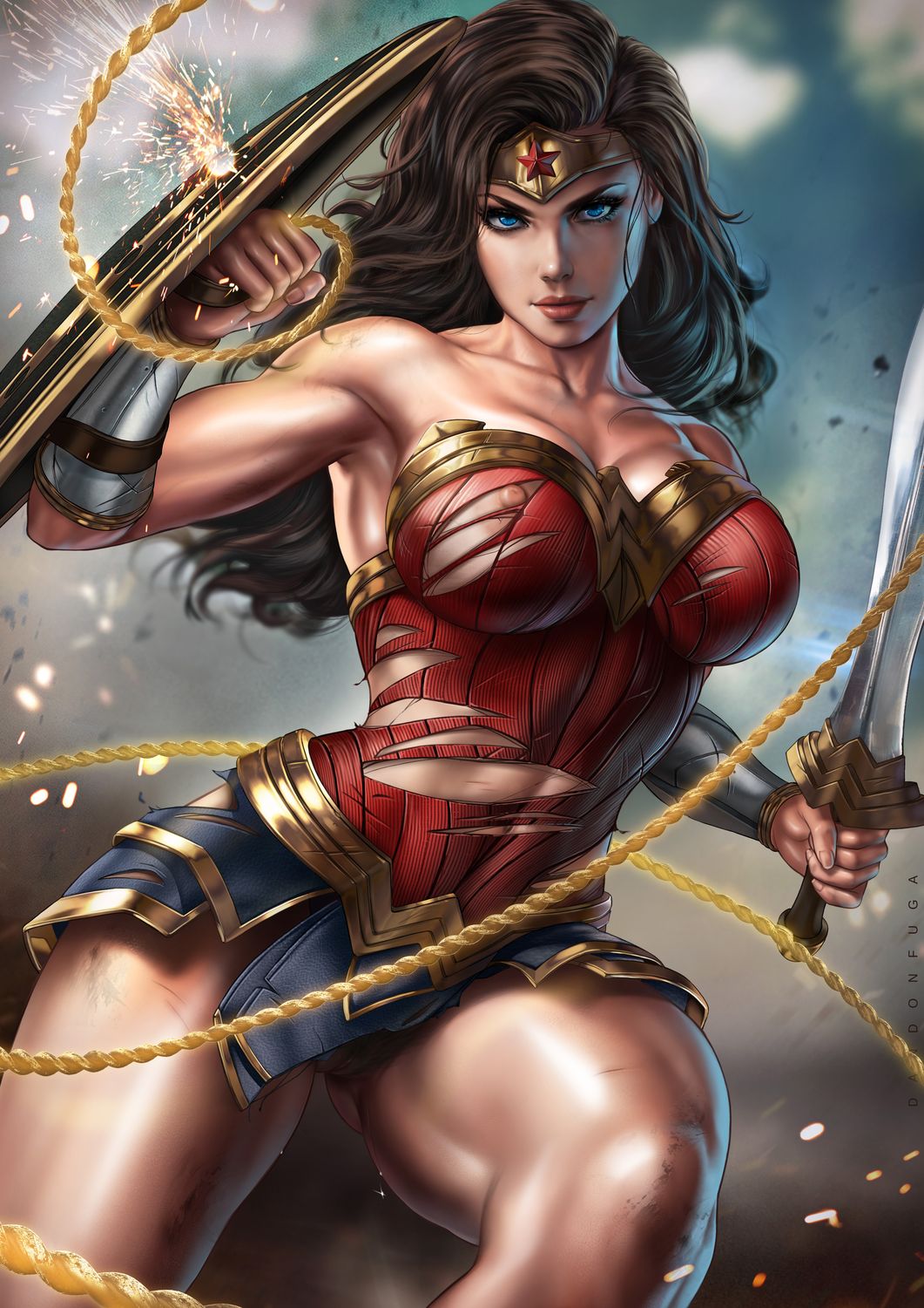 Wonder Woman Superhero Muscular Female Solo Female Big Breast Pussy